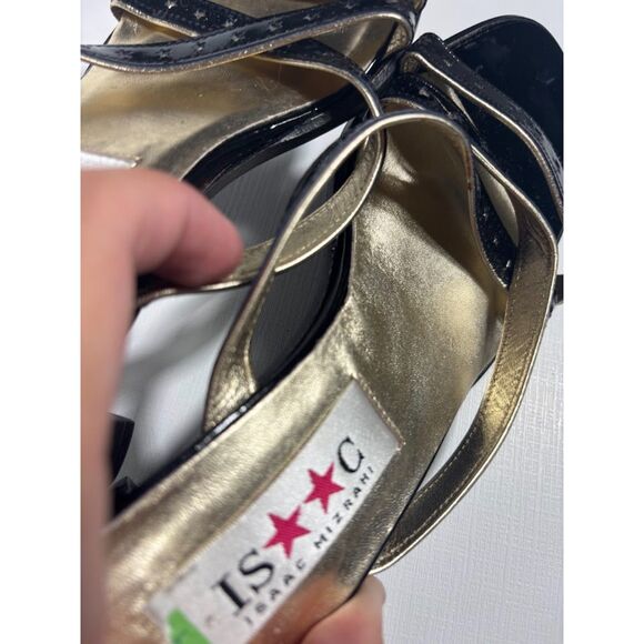 Isaac Mizrahi Kitten Heel y2k Black Gold Sandal Size 7 NWOB Deadstock Popstar - Picture 4 of 4